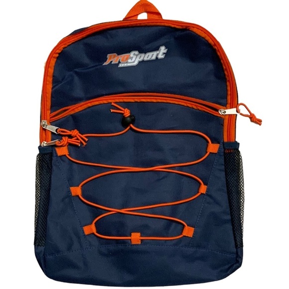 Pro Sport Backpack Day Hike School Book Bag Adjustable Padded Straps Blue Orange - Picture 1 of 11